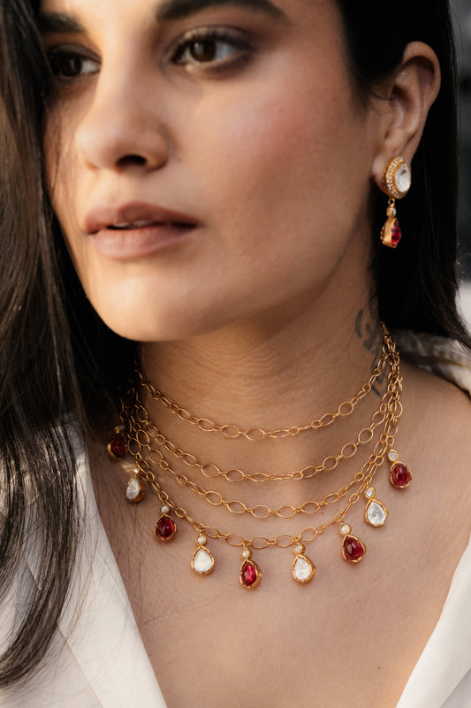 Tasva Ruby Polki Choker Set