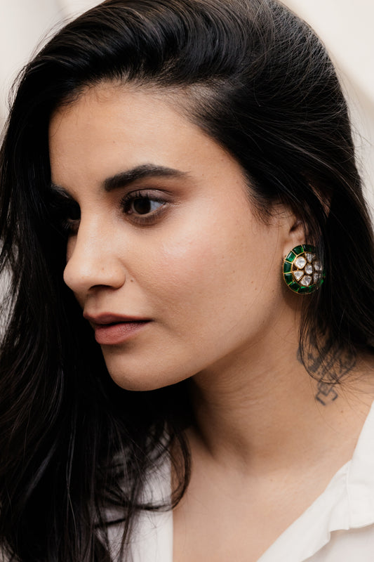 Noor Emerald Polki Studs
