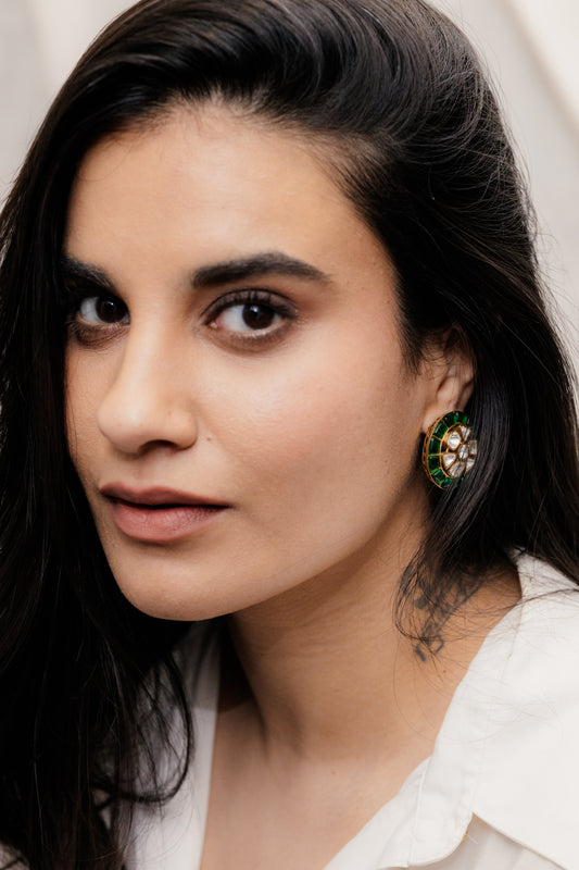 Noor Emerald Polki Studs