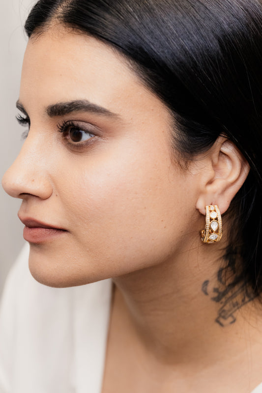 Meenakari Half Moon Hoops