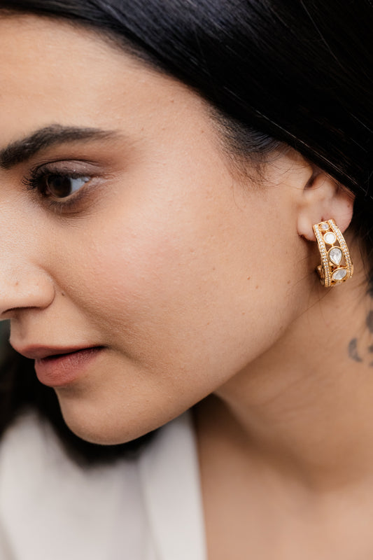 Meenakari Half Moon Hoops