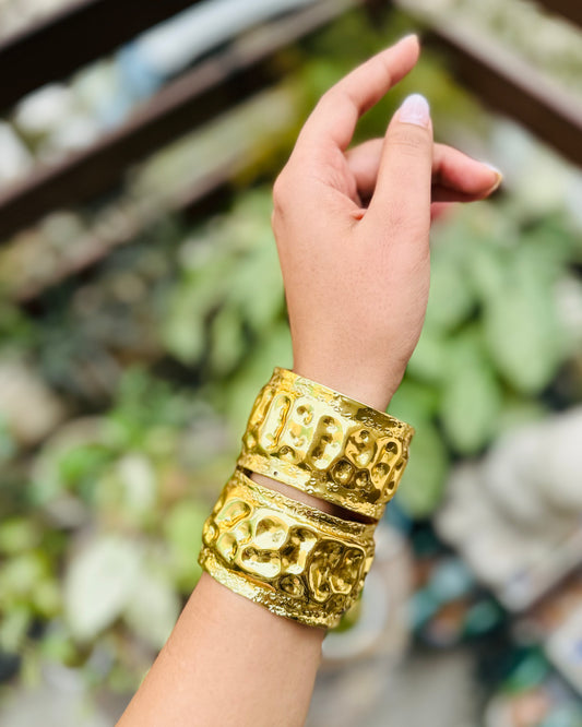 Gold Textured cuff stack