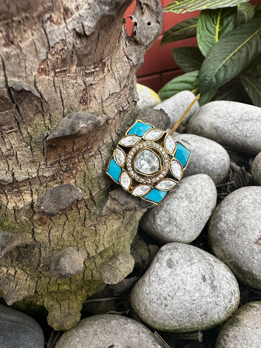 Turq Polki Ring