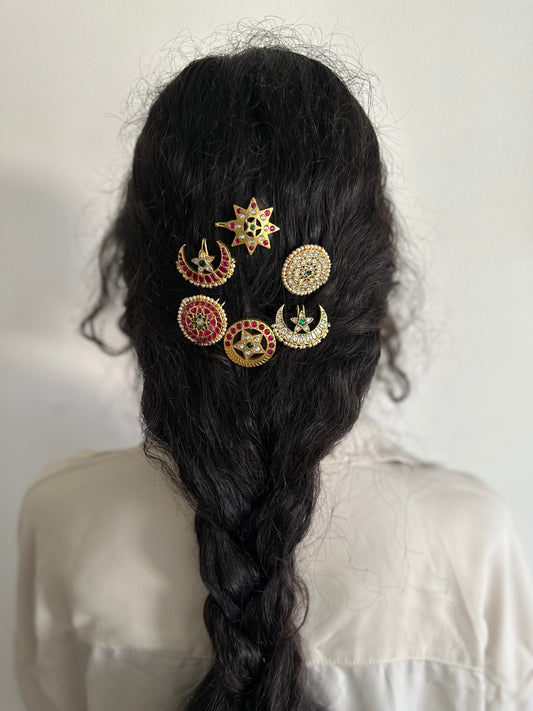 Mehr Chaand & Phool hair pins
