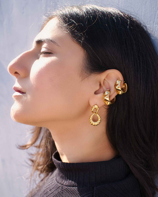 Gold Twisted Geo Earring