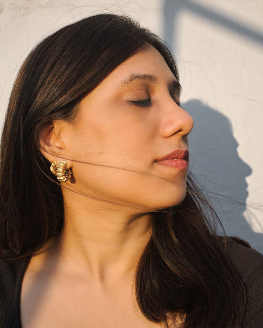 Gold Textured mini hoops