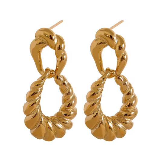 Gold Twisted Geo Earring