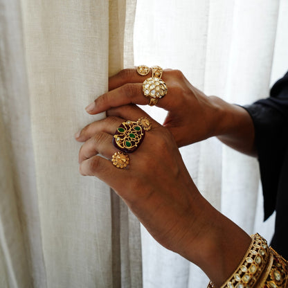 Ruby Meenakari  (Double finger ring)