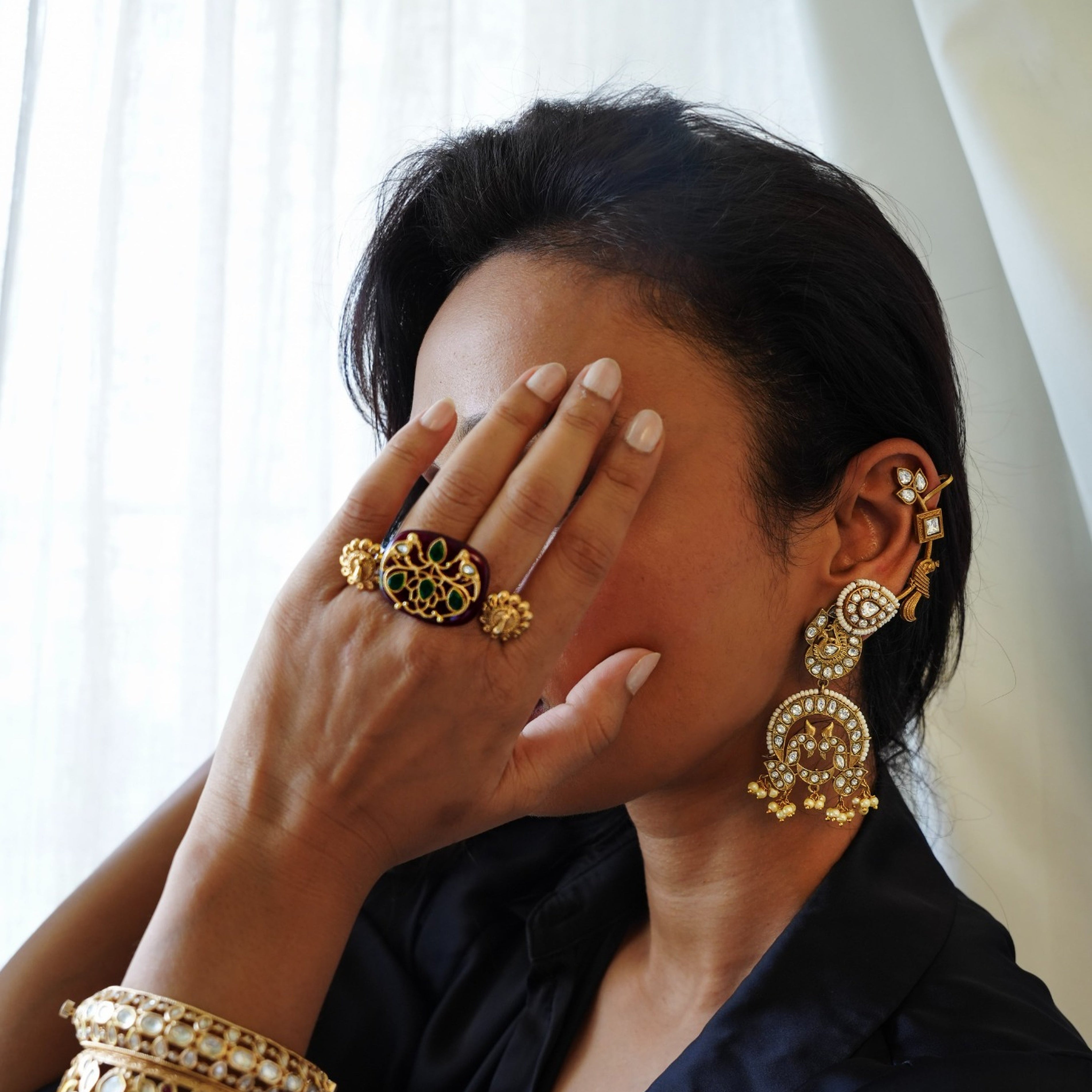 Ruby Meenakari (Double finger ring)