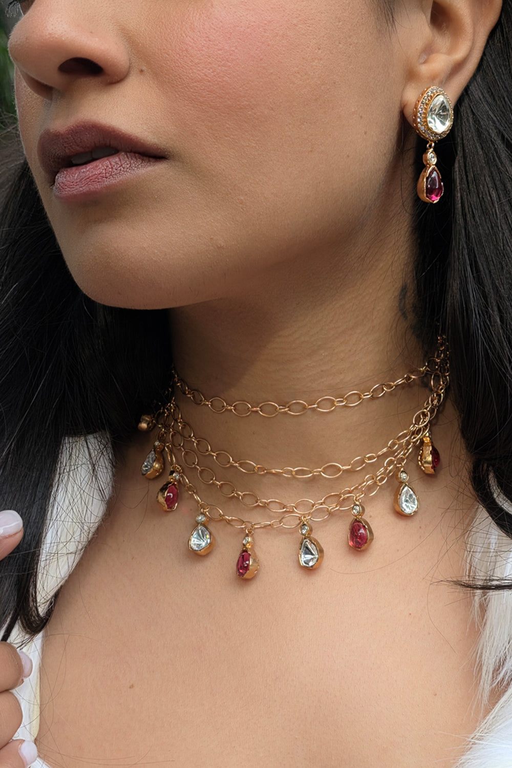 Tasva Ruby Polki Choker Set