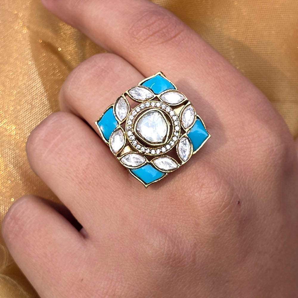 Turq Polki Ring