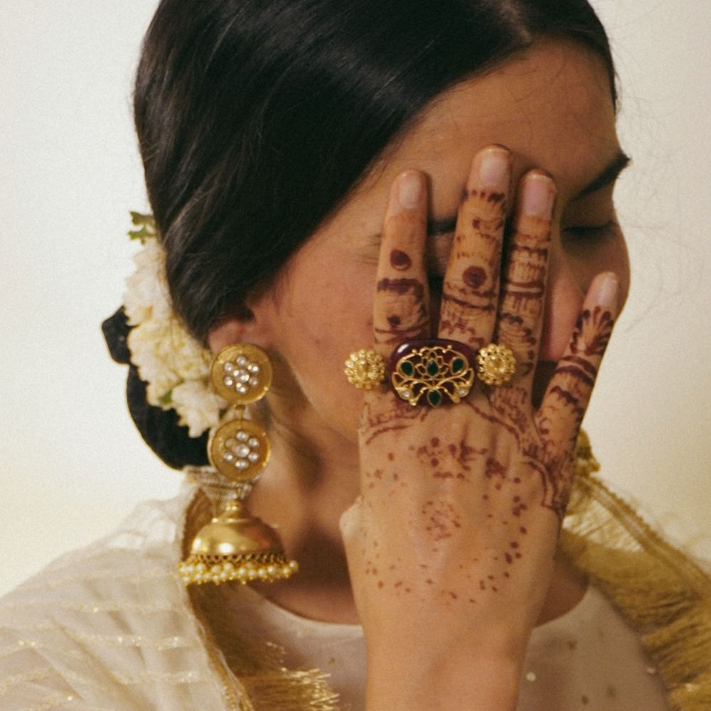 Gauri Chamol In Our Ruby Meenakari (Double finger ring)