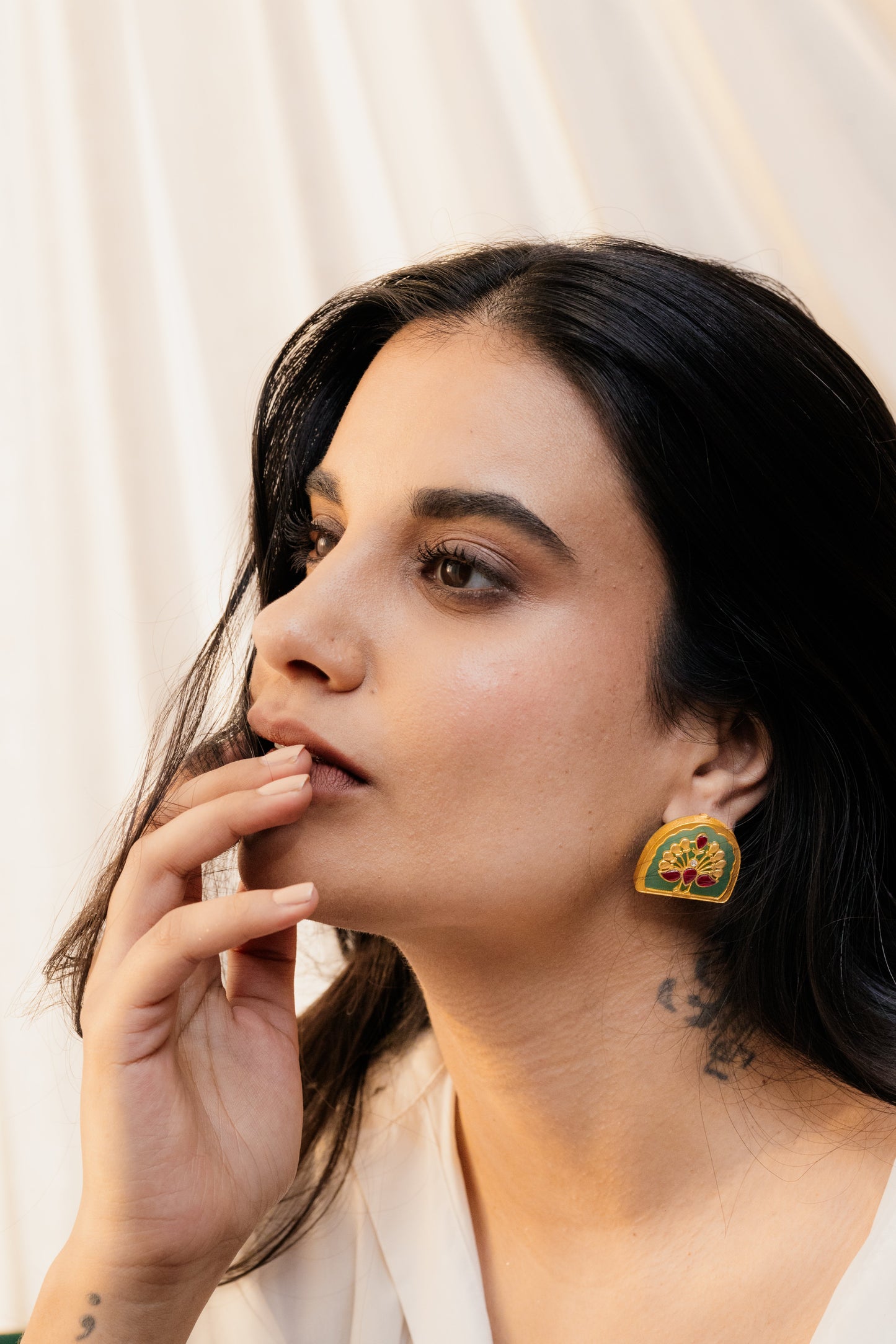 Mor Meenkari Studs