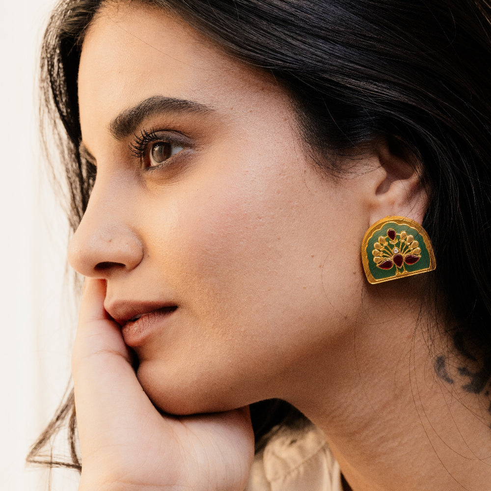 Mor Meenakari Studs