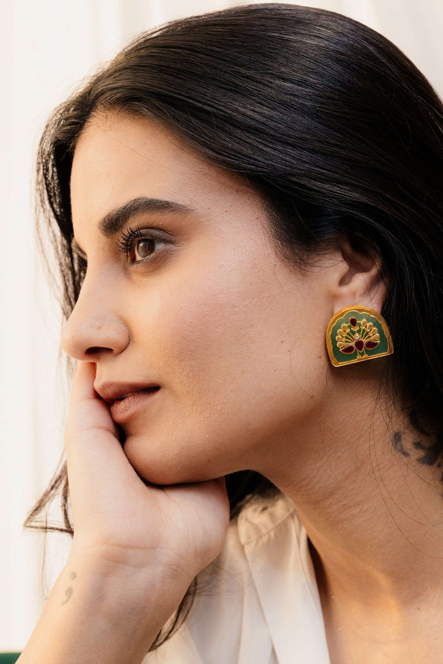 Mor Meenkari Studs