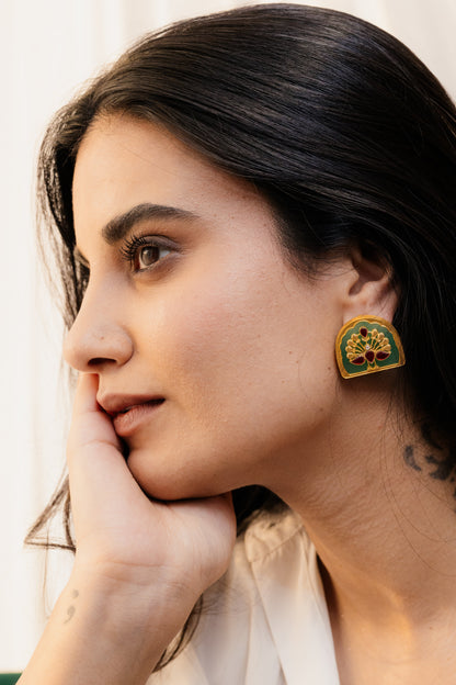 Mor Meenkari Studs
