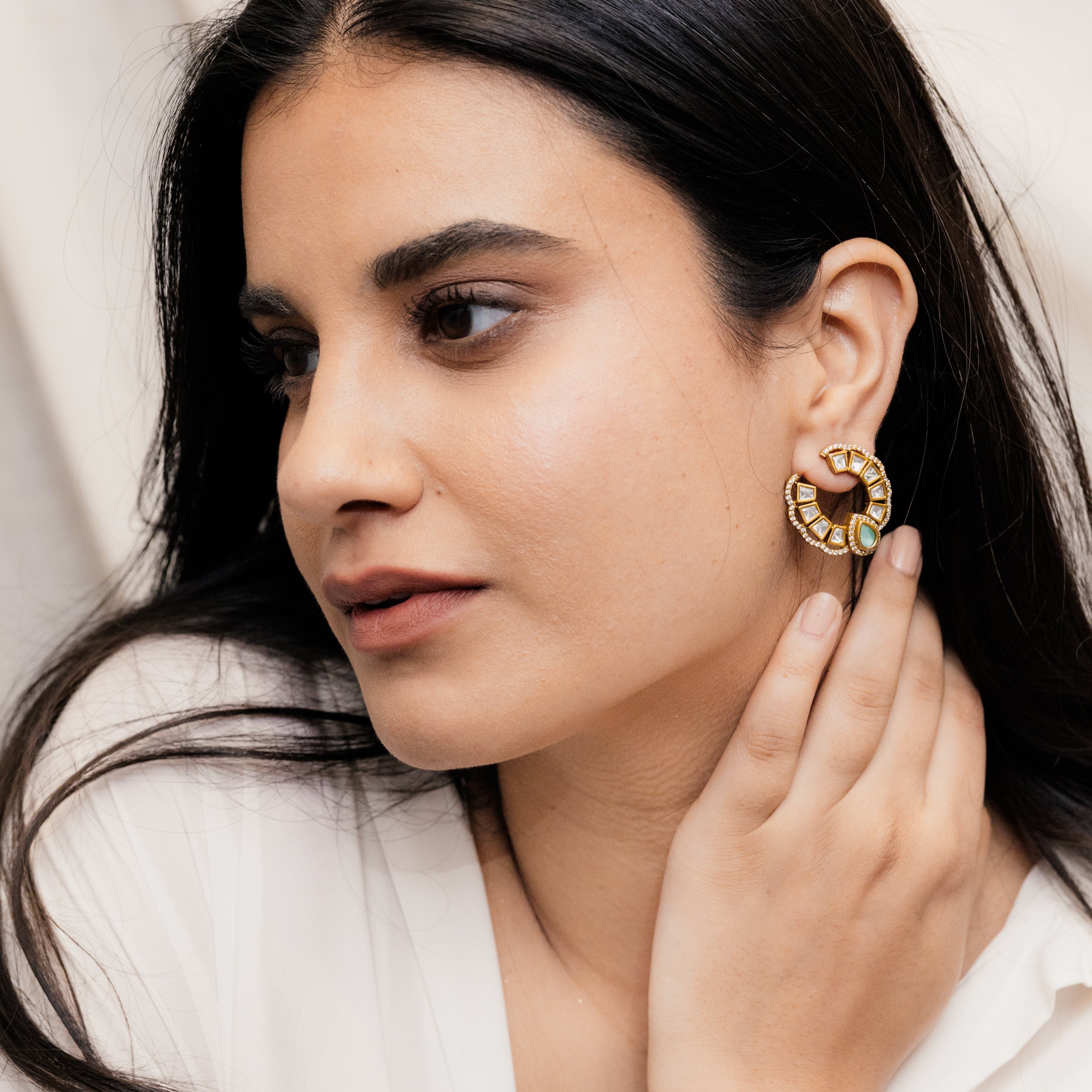 Naaz Polki Emerald Studs