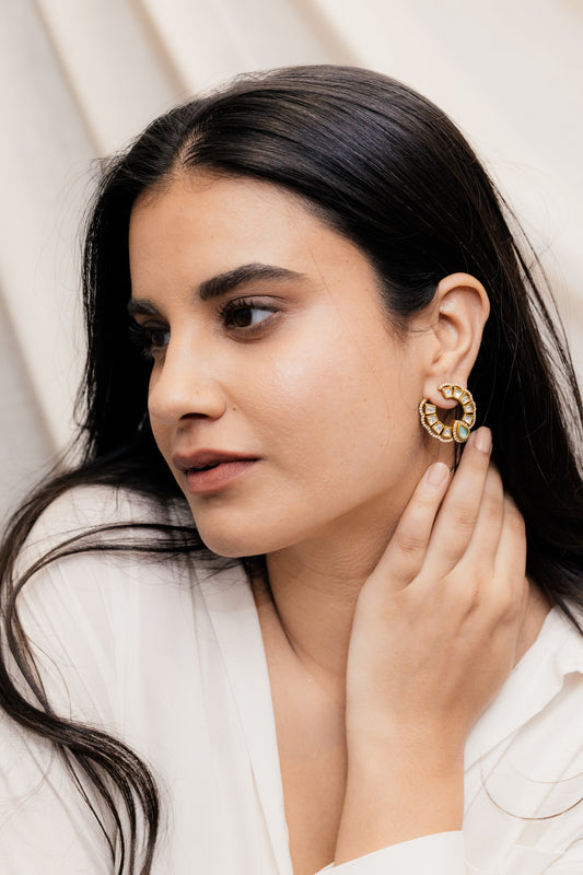 Naaz Polki Emerald Studs