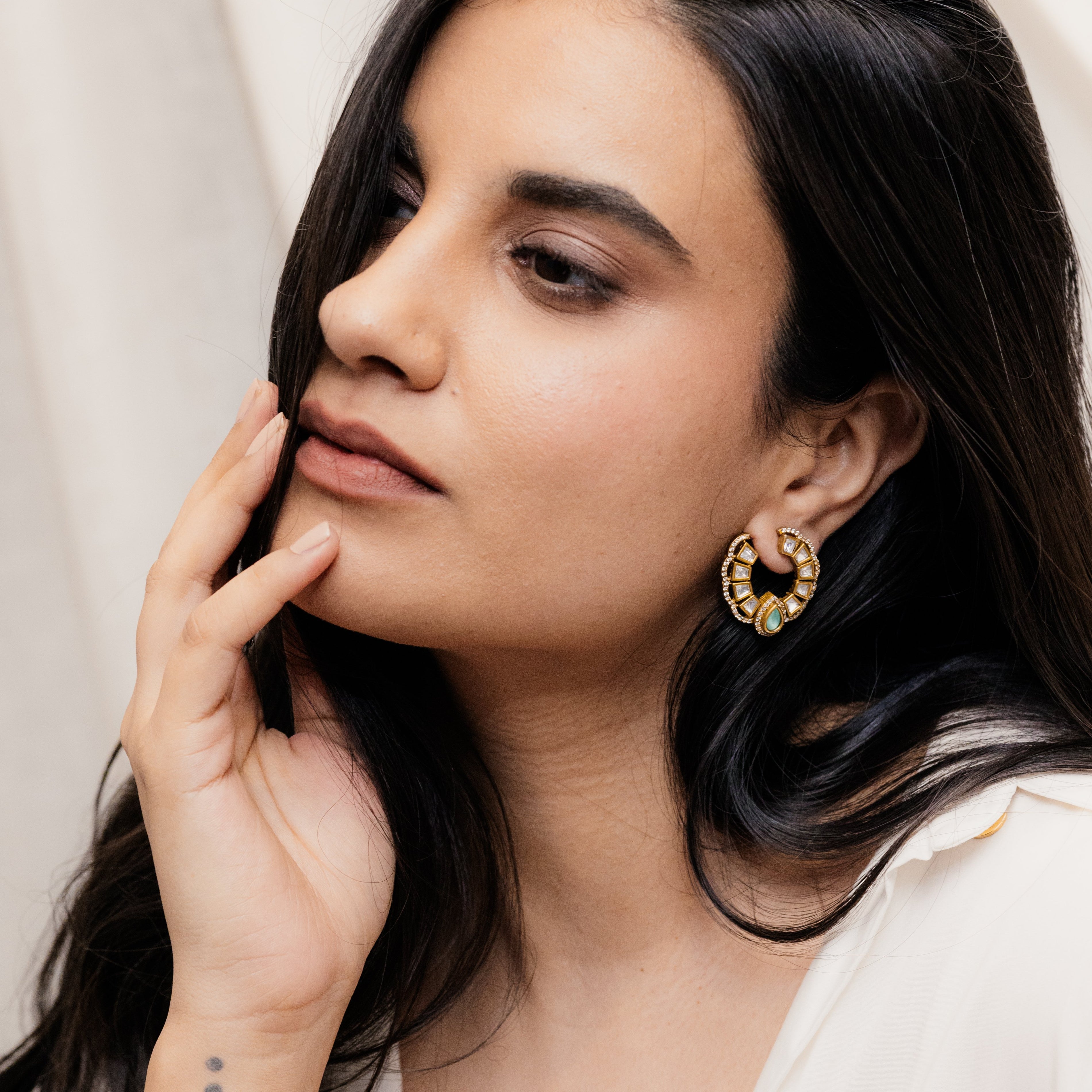 Naaz Polki Emerald Studs