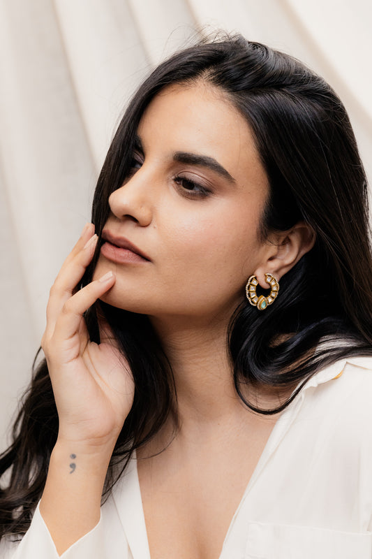 Naaz Polki Emerald Studs