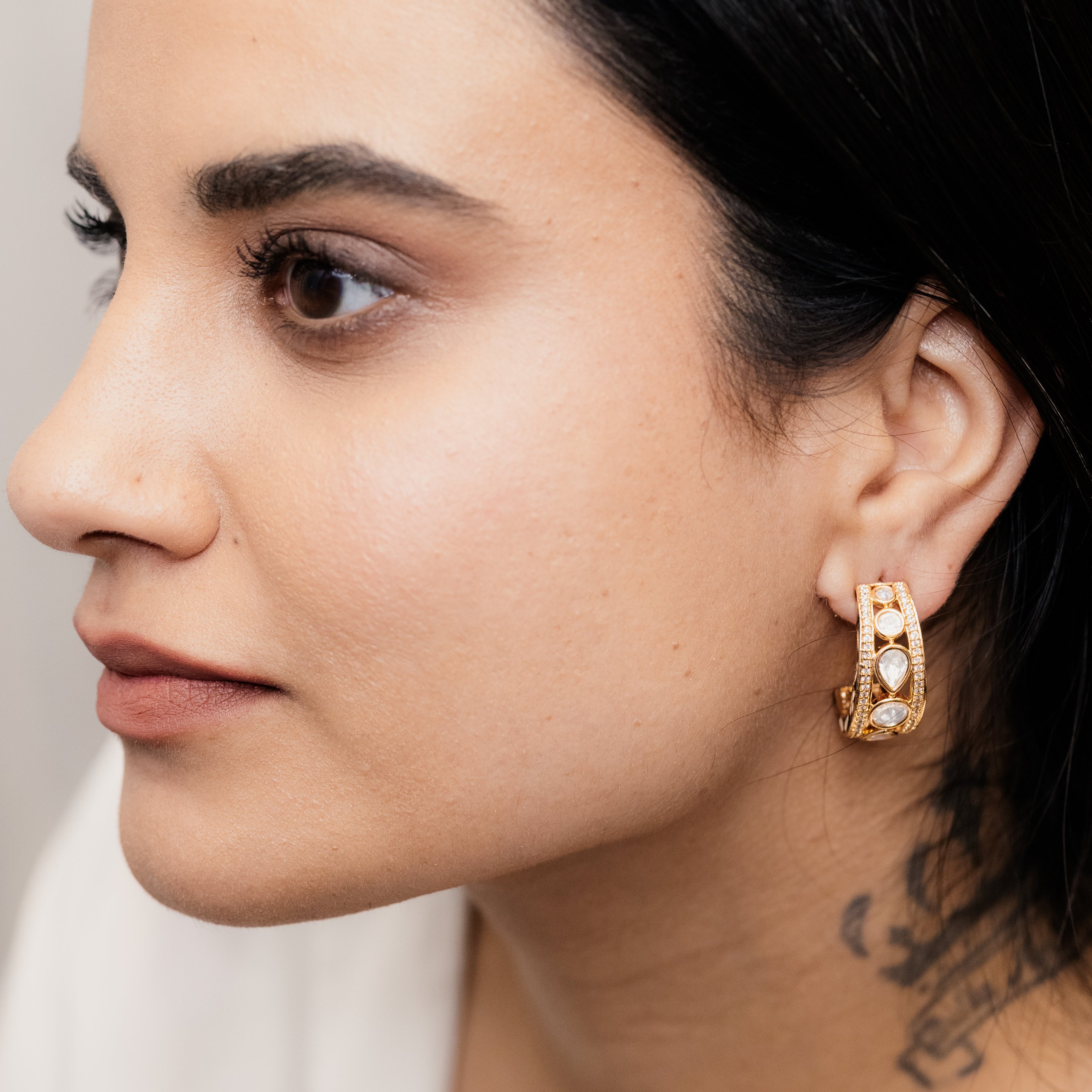 Meenakari Half Moon Hoops