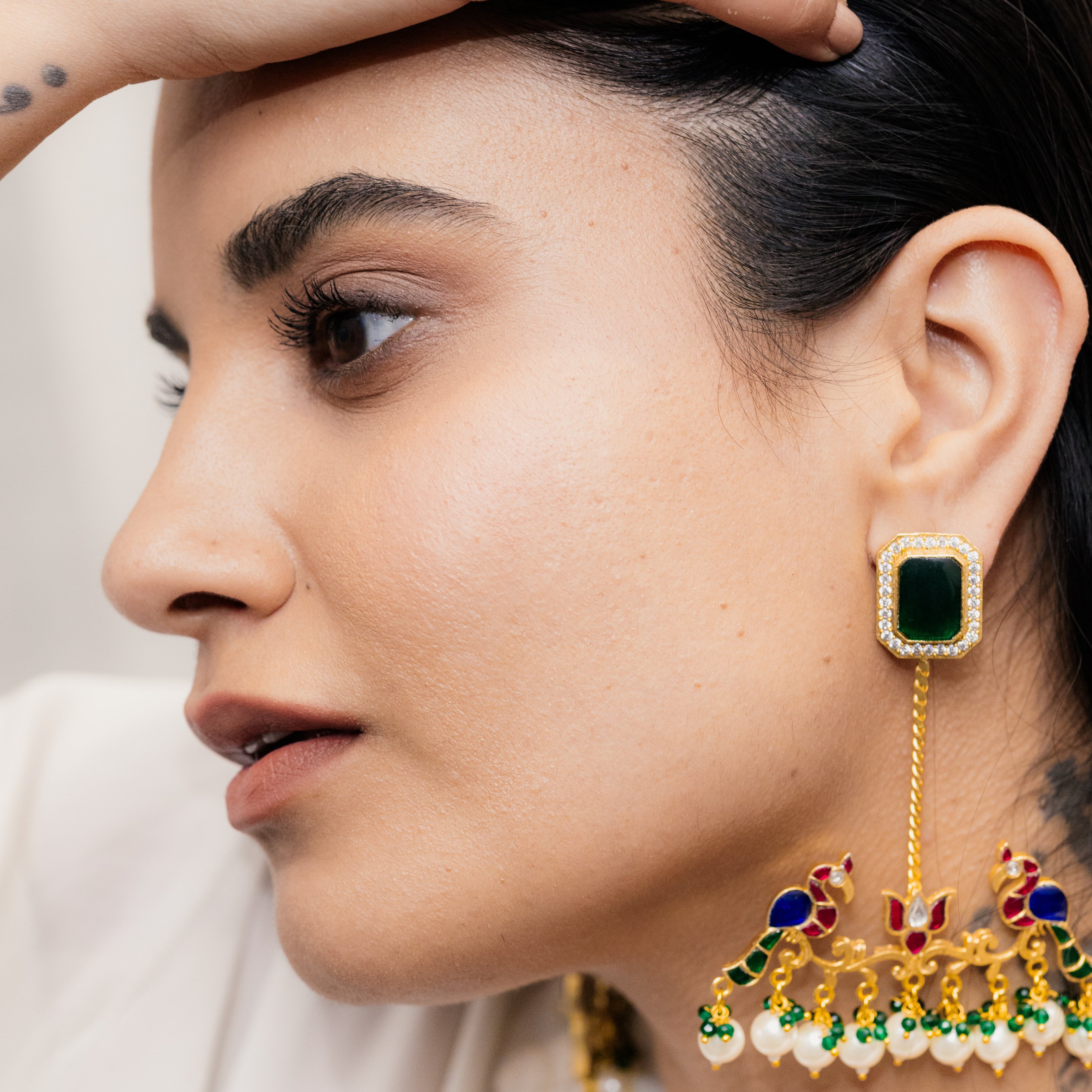 Surbhi Sethi Dua In Our Mor Emerald Danglers