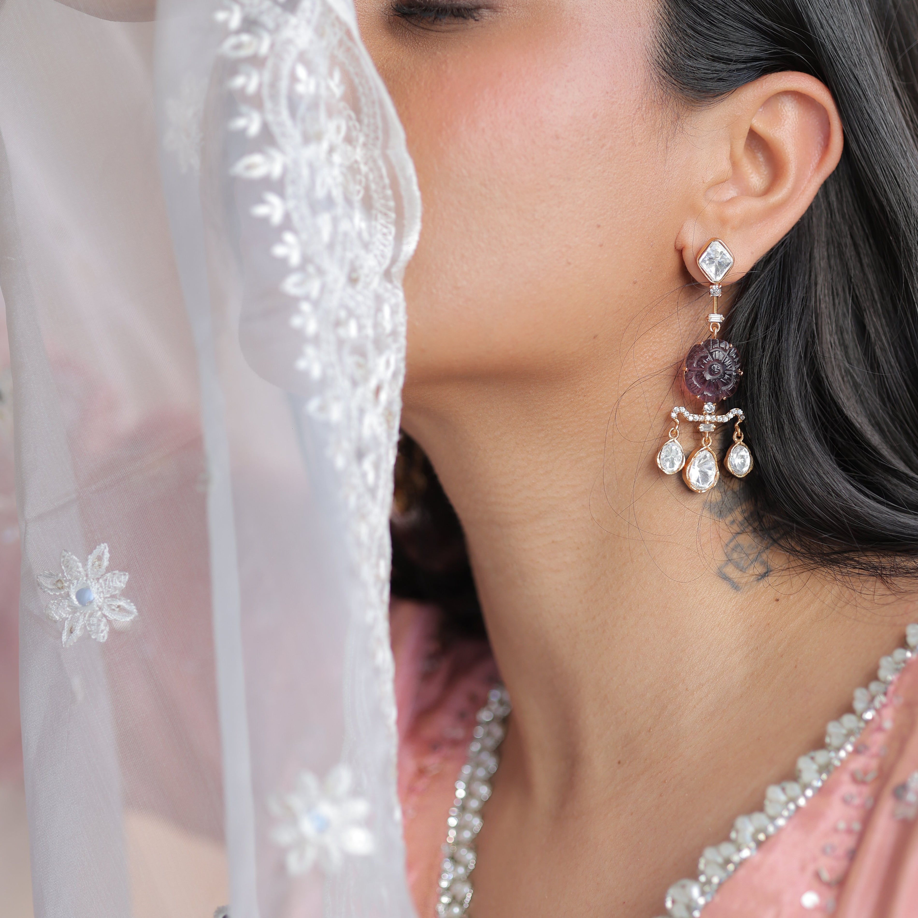 Rosa Polki Danglers