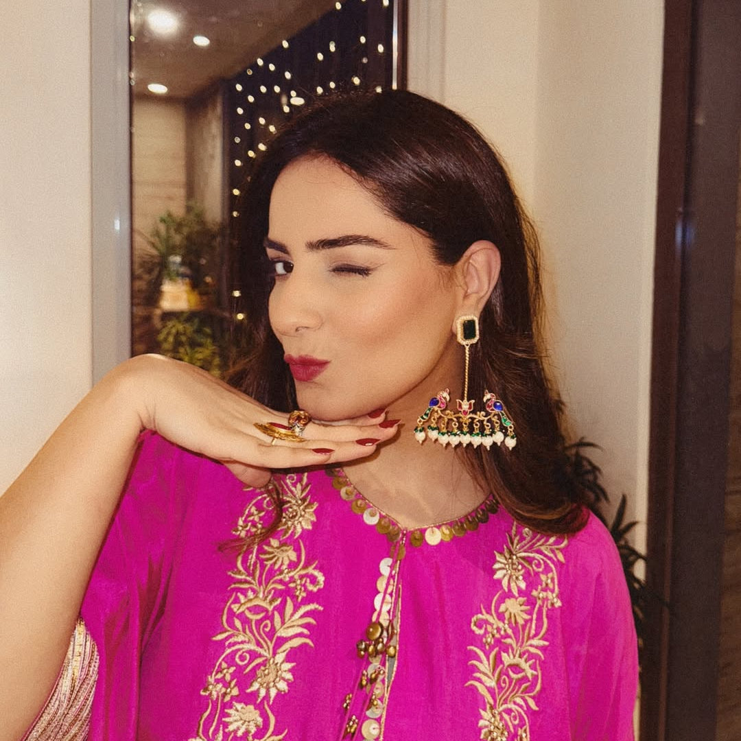 Surbhi Sethi Dua In Our Mor Emerald Danglers
