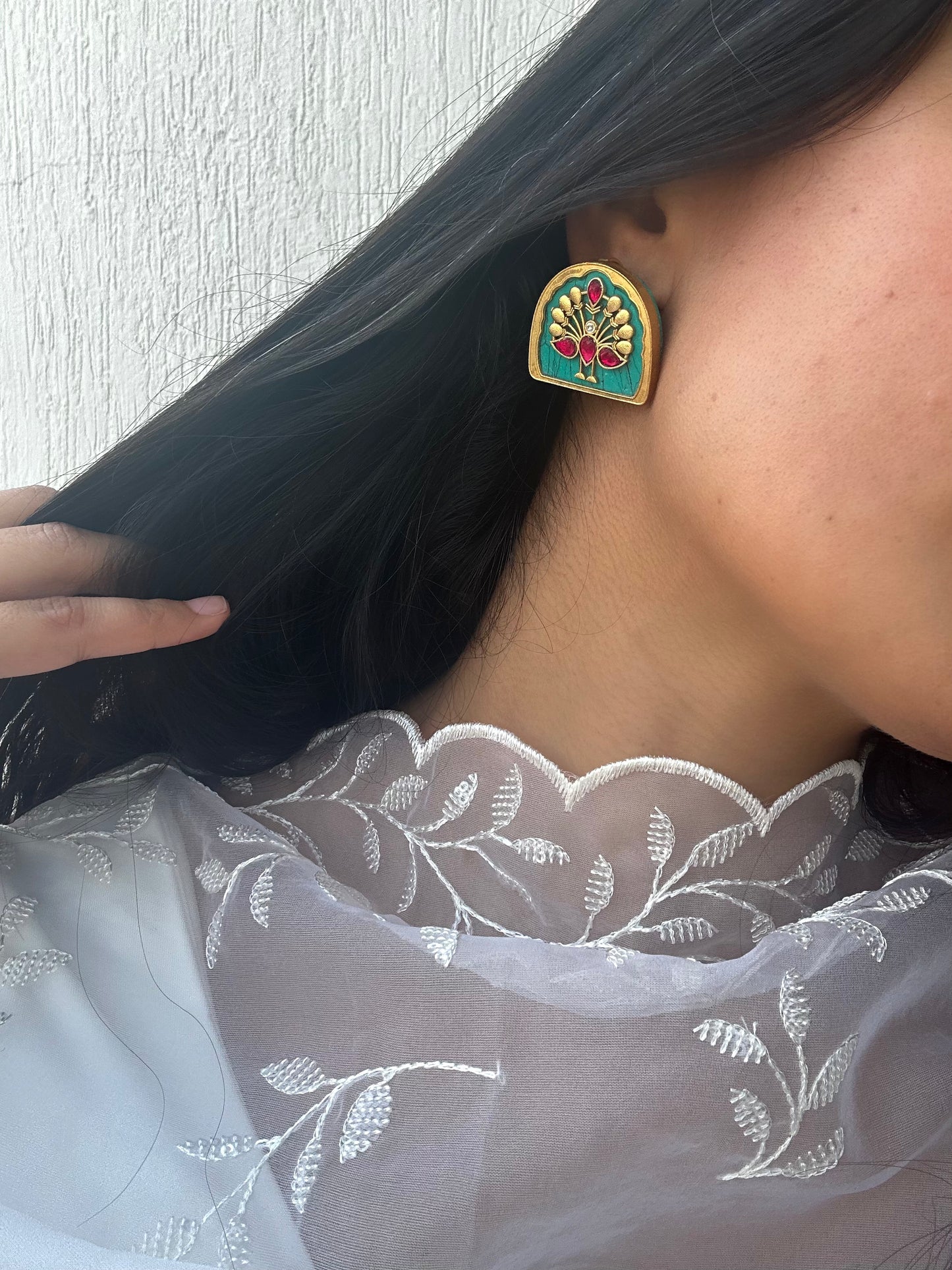 Mor Meenkari Studs