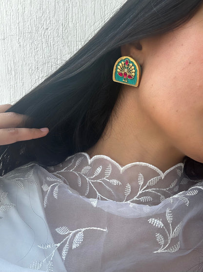 Mor Meenkari Studs