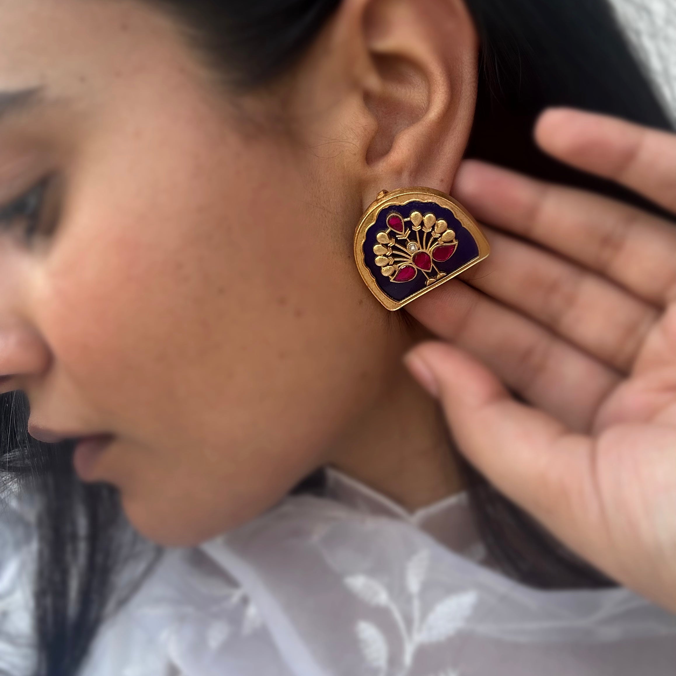 Mor Meenakari Studs
