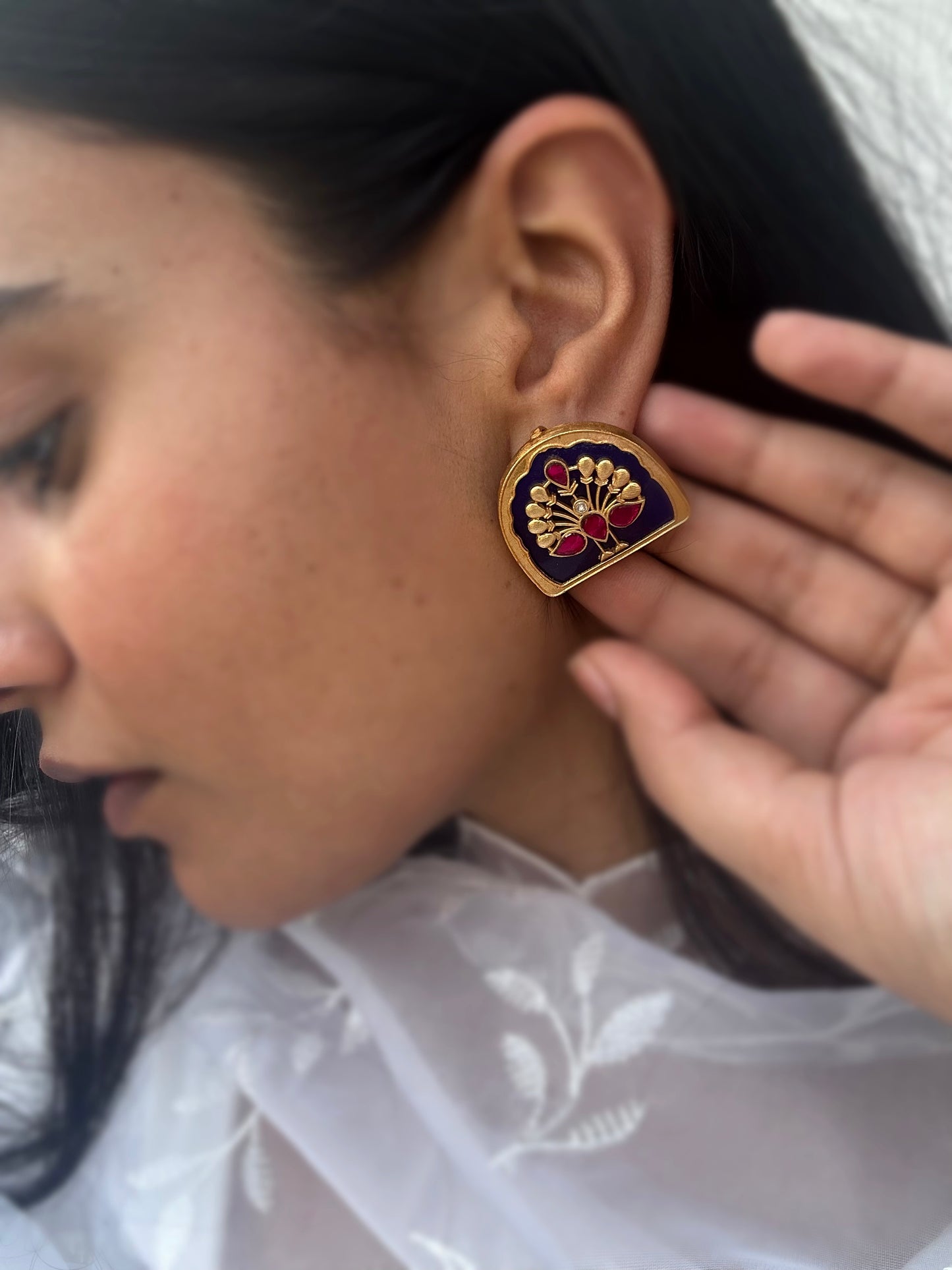 Mor Meenkari Studs