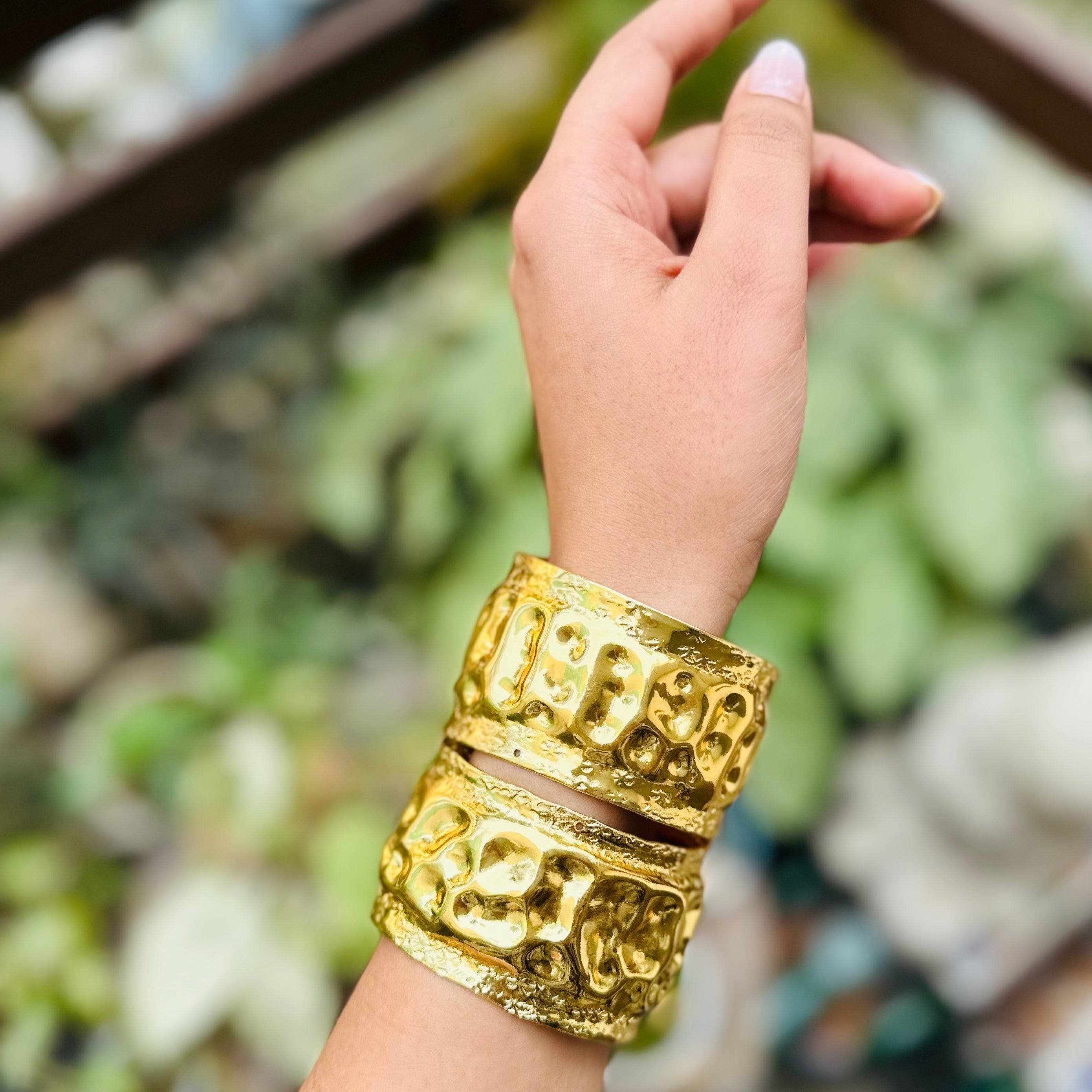Gold Textured cuff stack