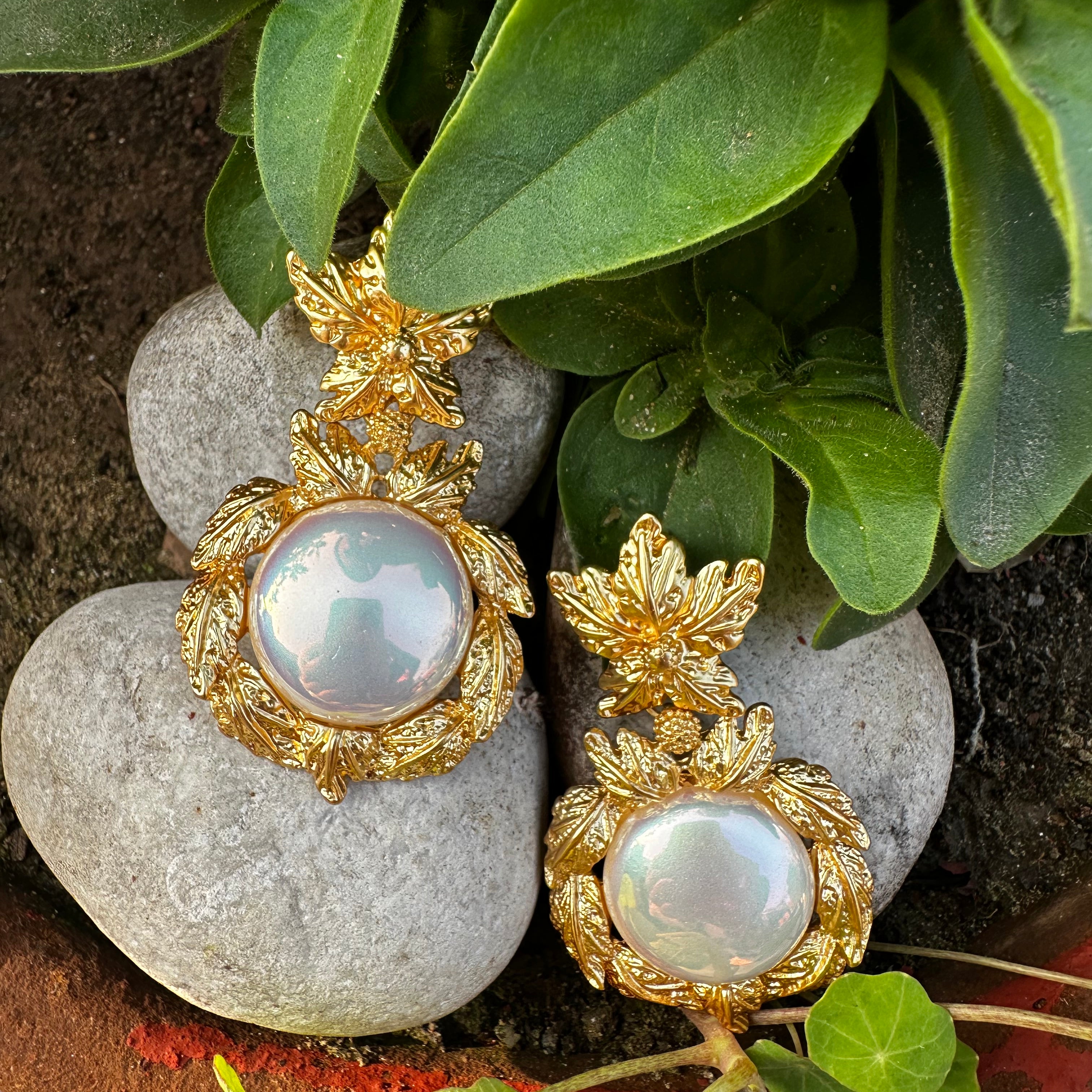 Retro Marble Gold Earrings