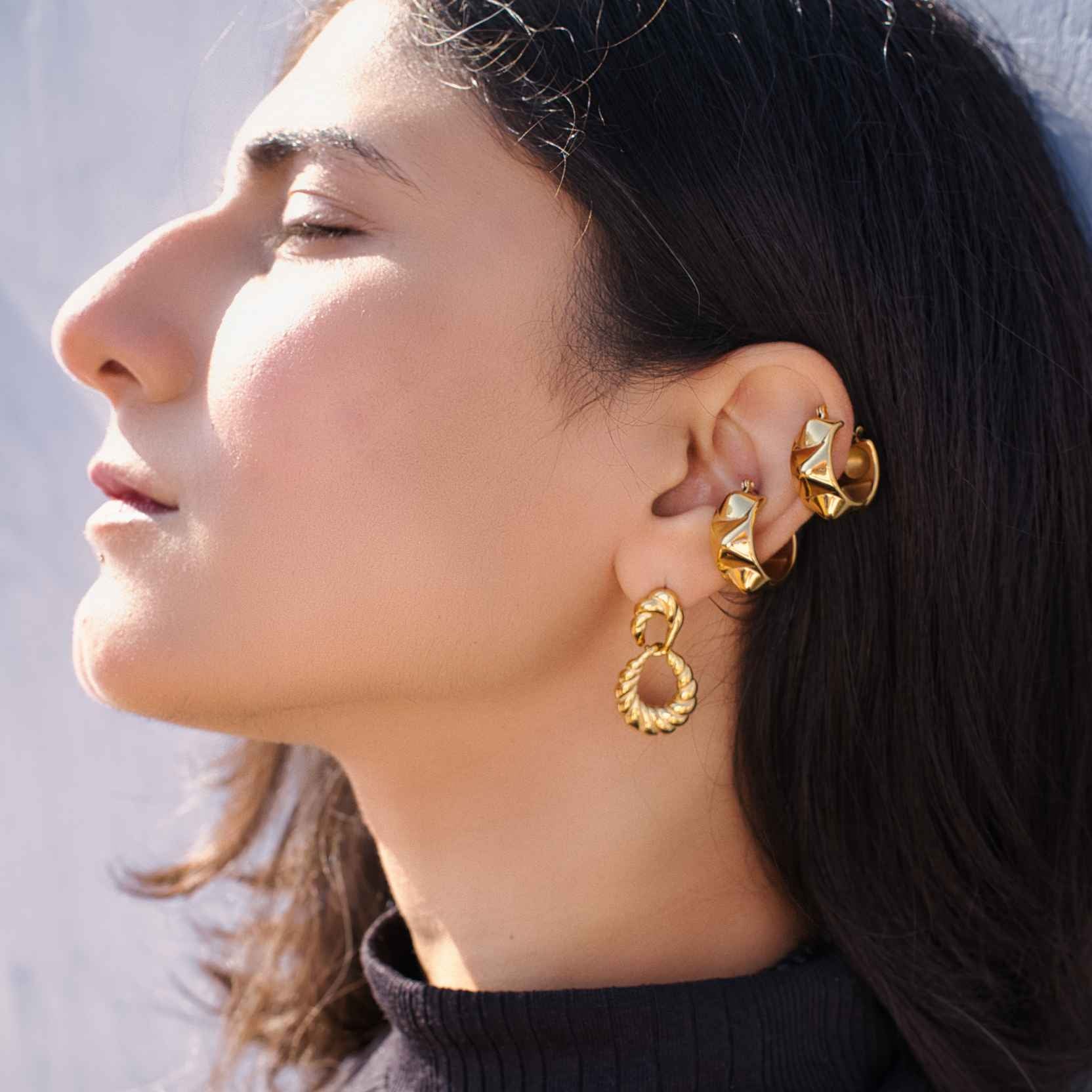 Gold Twisted Geo Earring