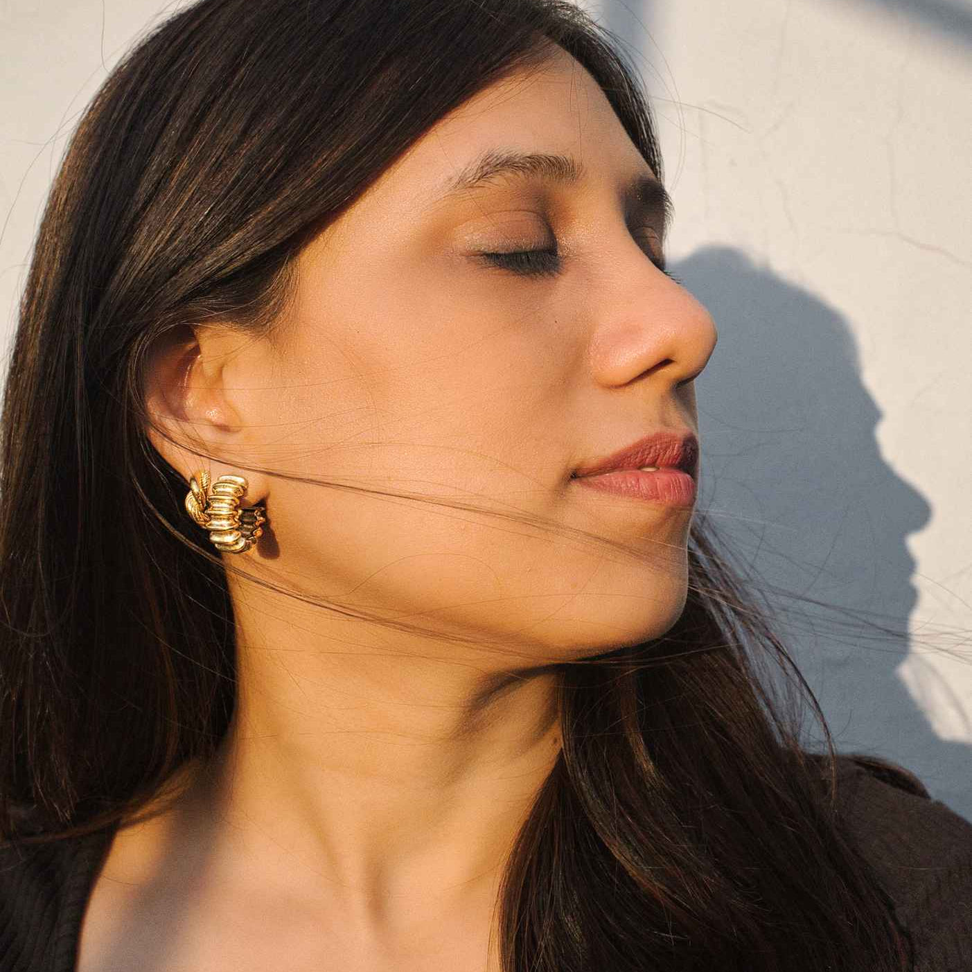 Gold Textured mini hoops