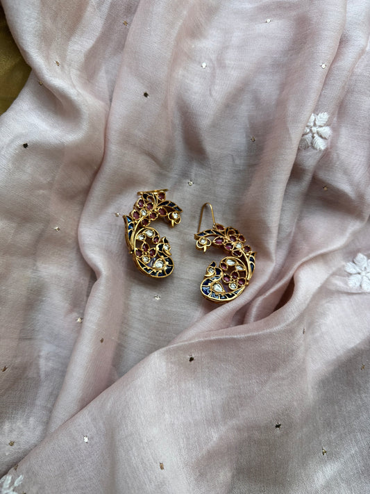 Ear cuffs (Blue & ruby)