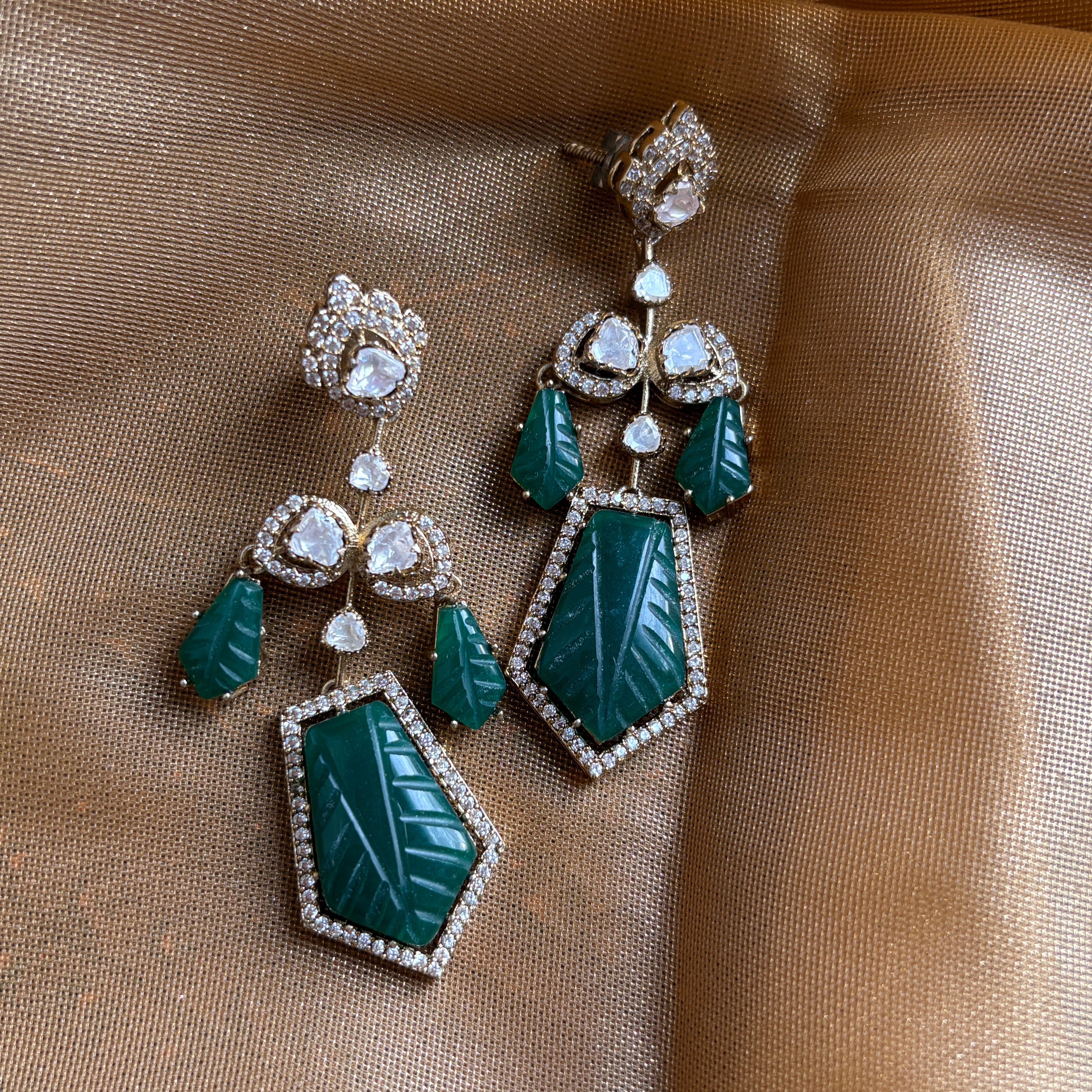 Deep Emerald Danglers