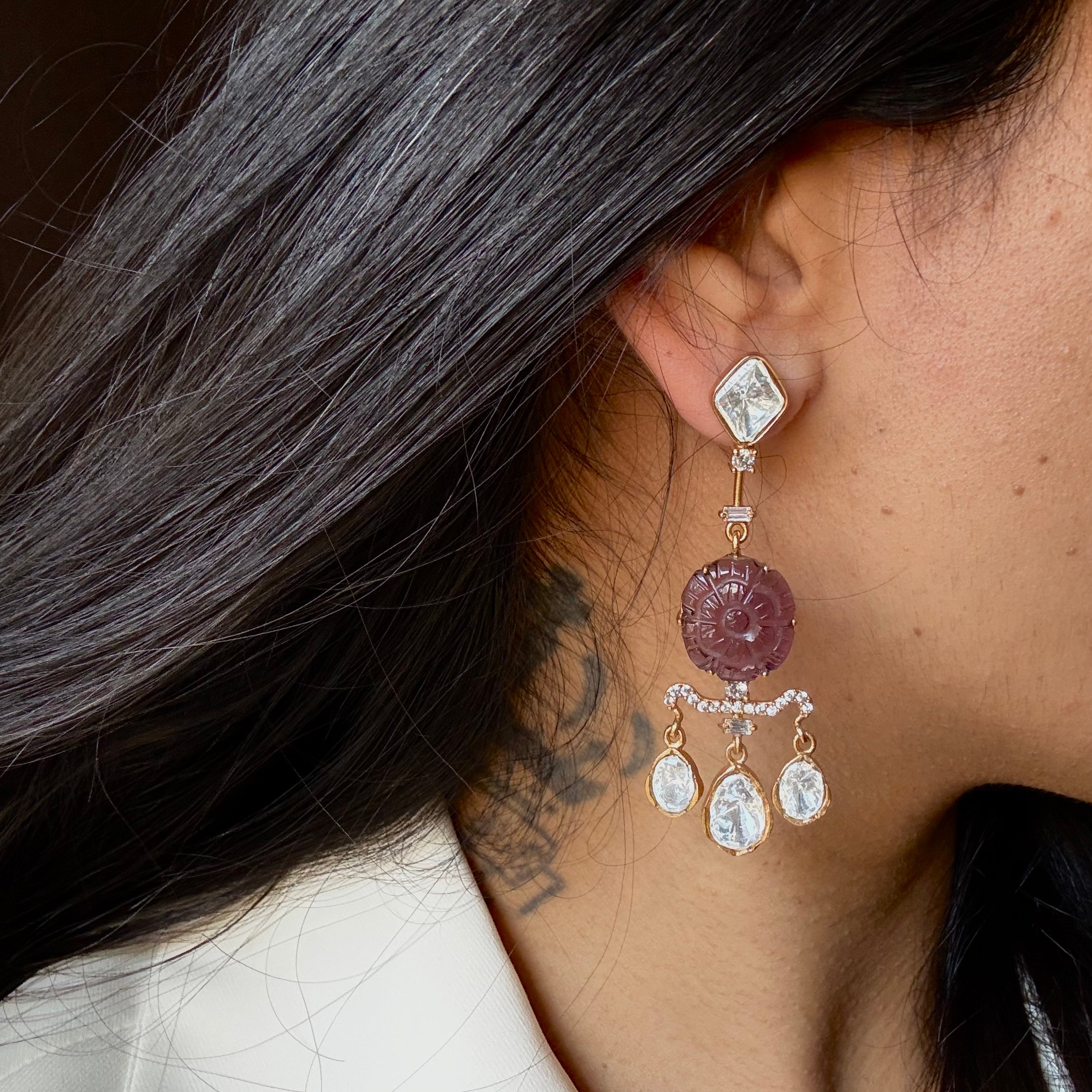 Rosa Polki Danglers