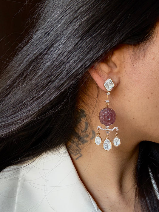 Rosa Polki Danglers